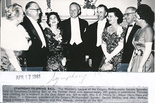 Olga Nickle at an event for the Calgary Philharmonic Orchestra, 1961