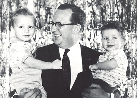 Carl Nickle with two of his children, ca. 1963